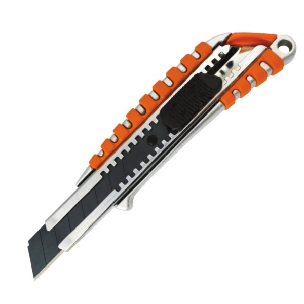 Cuttermesser 18mm Metallgriff gummiert Führung Black Tiger Solid 5684