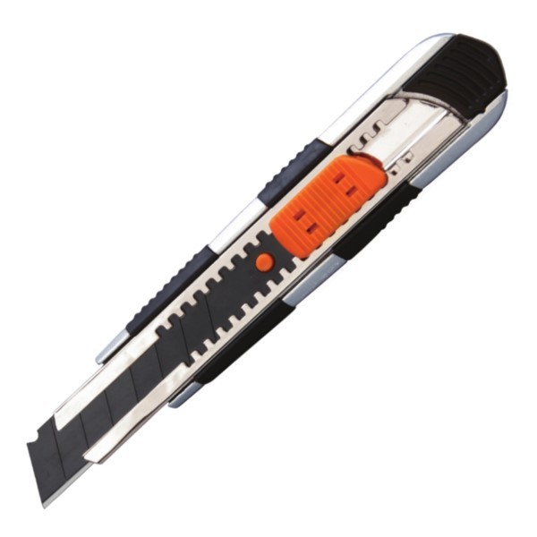 Cuttermesser 18mm Metallgriff gummiert Führung Black Tiger Solid 6482