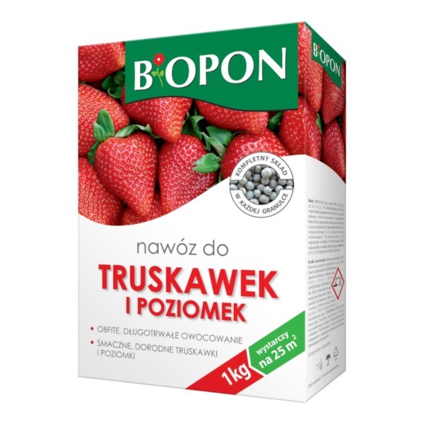 Dünger für Erdbeeren und Walderdbeeren Granulat 1kg Karton 25m² Bopon