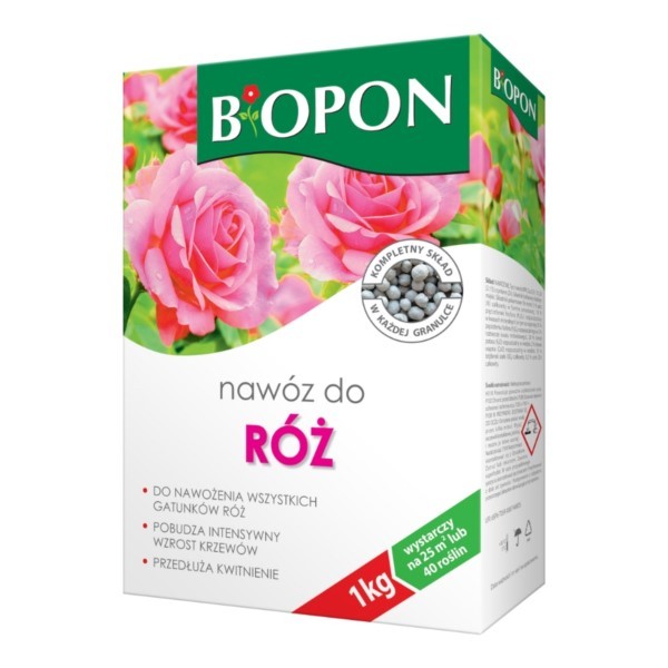 Dünger für Rosen Granulat 1kg Karton 25m² Bopon