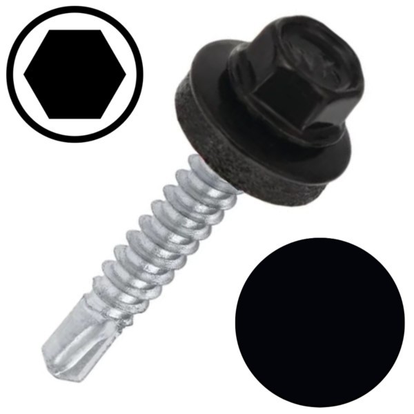 Dachschraube zu Metall 4,8x35 schwarz RAL 9005 250St.