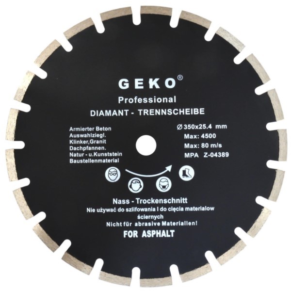Diamant-Trennscheibe 350x25,4 mm segmentierte zum Asphalt Geko Profi G00279