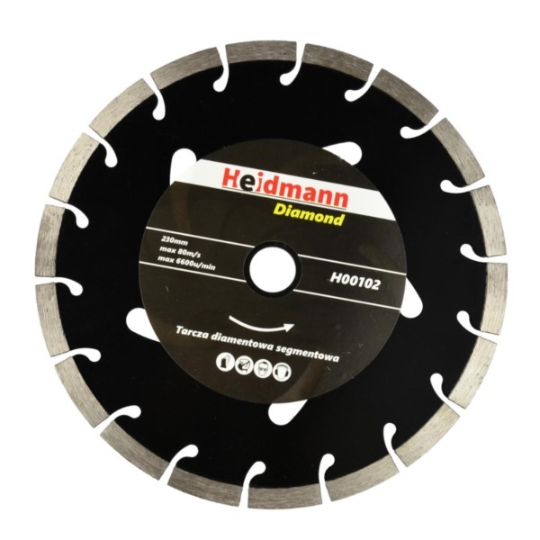 Diamanttrennscheibe 230x22,2mm Segmenthöhe 10mm schwarz Heidmann H00102