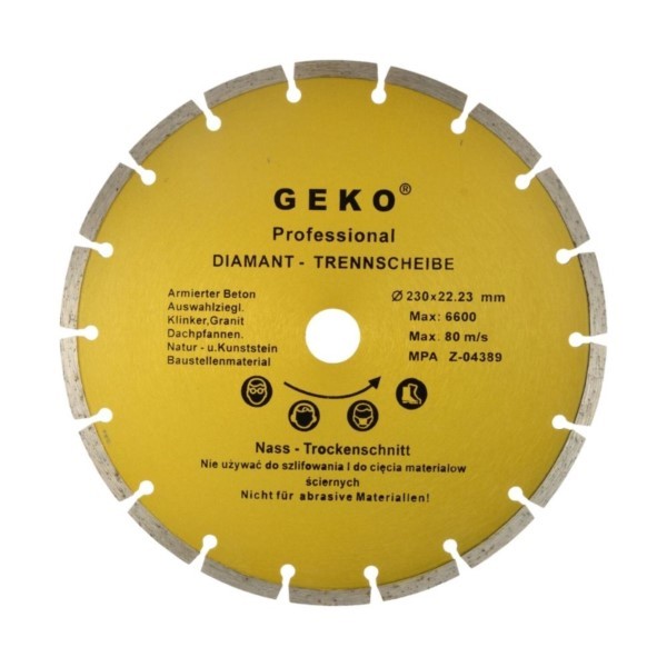 Diamanttrennscheibe 230x22,2mm Segmenthöhe 8mm profi Geko G00253