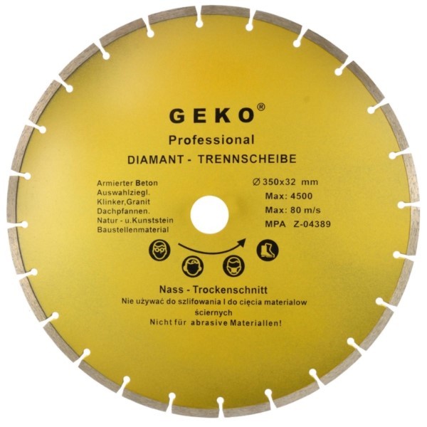 Diamanttrennscheibe 350x32mm Segmenthöhe 8mm profi Geko G00255