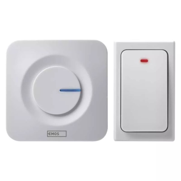 Drahtlose Klingel 150m weiß Emos P5729 230V batterielose Taste