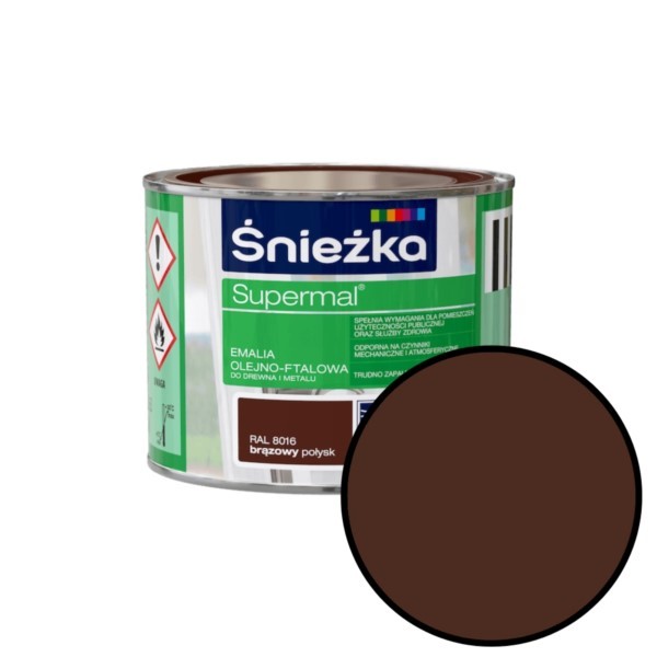 Emaille Supermal Öl-Alkyd 0,2L braun Glanz RAL8016 Śnieżka