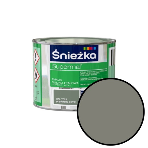 Emaille Supermal Öl-Alkyd 0,2L grau Glanz RAL7023 Śnieżka