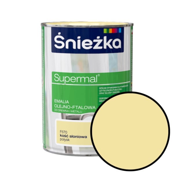 Emaille Supermal Öl-Alkyd 0,8L elfenbein Glanz F570 Śnieżka
