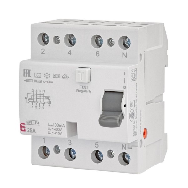 Fehlerstrom-Schutzschalter 4P 25 A 100 mA EFI-P4 A 25/0.1
