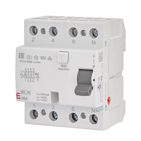 Fehlerstrom-Schutzschalter 4P 40 A 100 mA EFI-P4 A 40/0.1