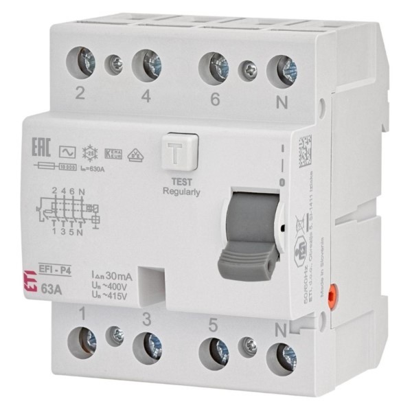 Fehlerstrom-Schutzschalter 4P 63 A 30 mA EFI-P4 AC 63/0.03