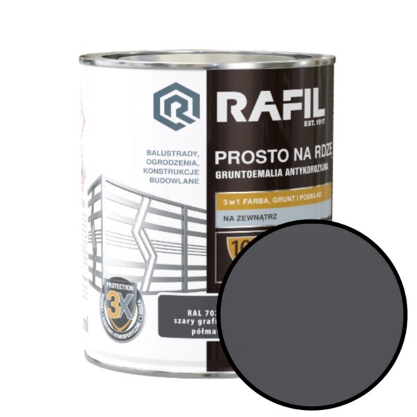 Grundierungslack direkt auf Rost 0,75L grau graphit halbmatt Rafil 91020979