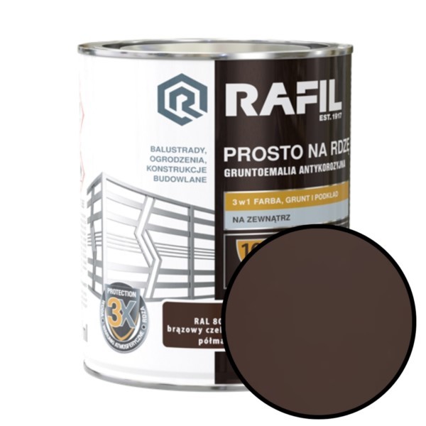 Grundierungslack direkt auf Rost 0,75L schokoladenbraun halbmatt Rafil 91020978