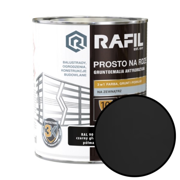 Grundierungslack direkt auf Rost 0,75L schwarz tief glanz Rafil 91020982