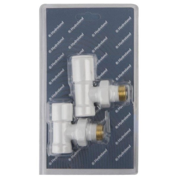 Heizkörperventil-Set Eckform 1/2″ weiß Vorlauf+Rücklauf Hydroland ZT.ZG.K.BI