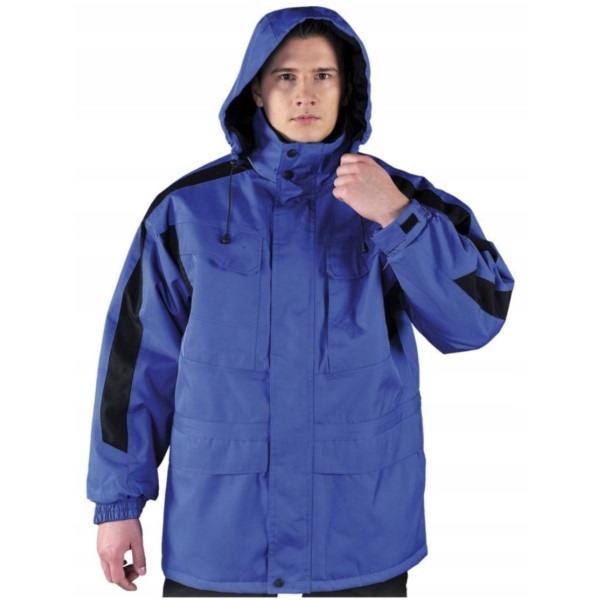 Isolierte Arbeitsjacke Haube Reis LH-WALKER blaue Größe XL