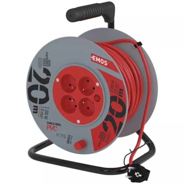 Kabeltrommel 20m 3x1,0mm² PVC 4x230V IP20 Emos P19420