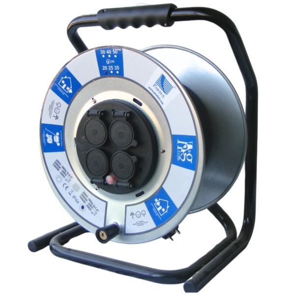Kabeltrommel 20m 3x1,5mm² aus Gummi 4x230V IP44 Pawbol B.1120-20