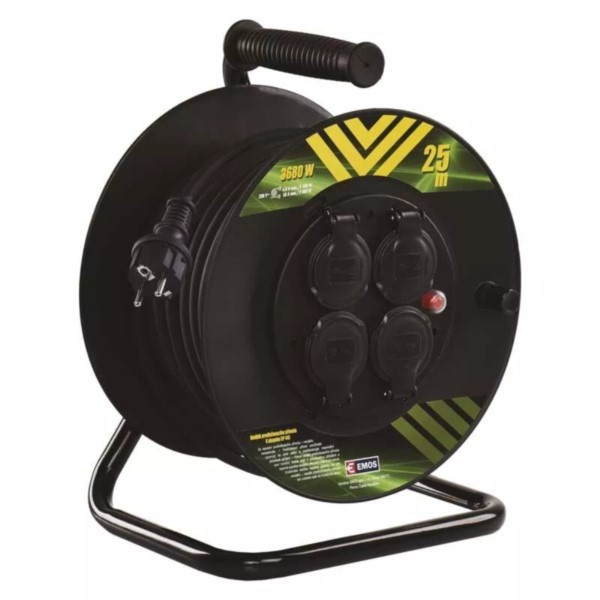 Kabeltrommel 25m 3x1,5mm² aus Gummi 4x230V IP44 Emos P084251