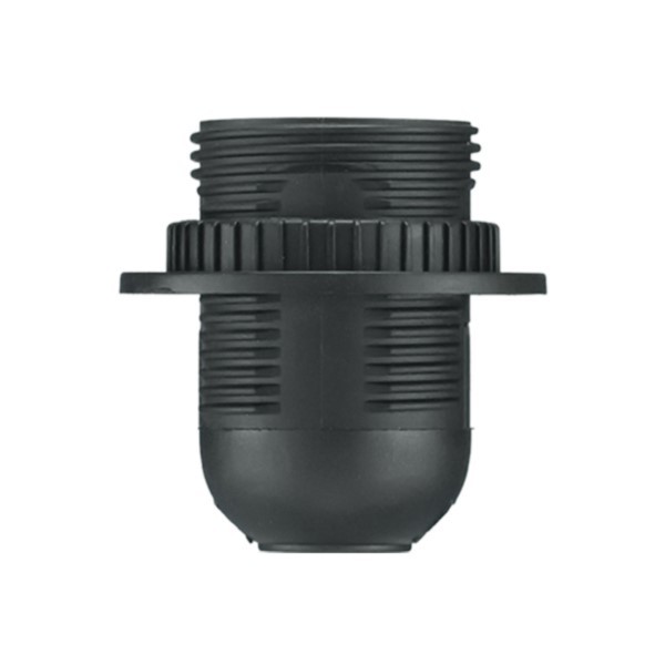 Lampenfassung E27 Thermoplast Schwarz mit Ring zur Fixierung Pawbol D.3006