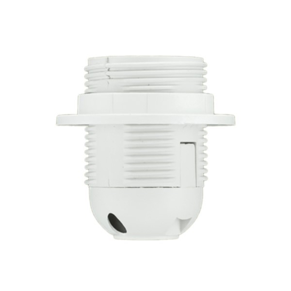 Lampenfassung E27 Thermoplast Weiß mit Ring zur Fixierung Pawbol D.3006B