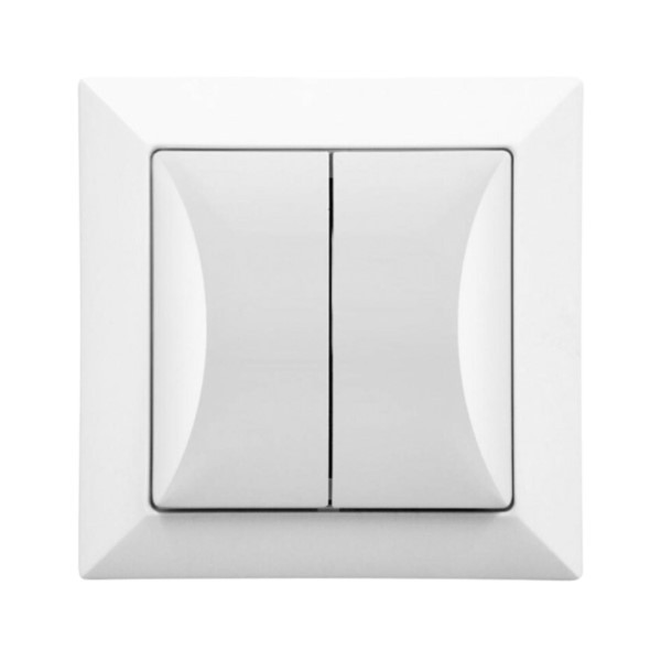 Lichtschalter unterputz 2-fach Opal weiß mit Licht Timex WP-2 Op/S BI