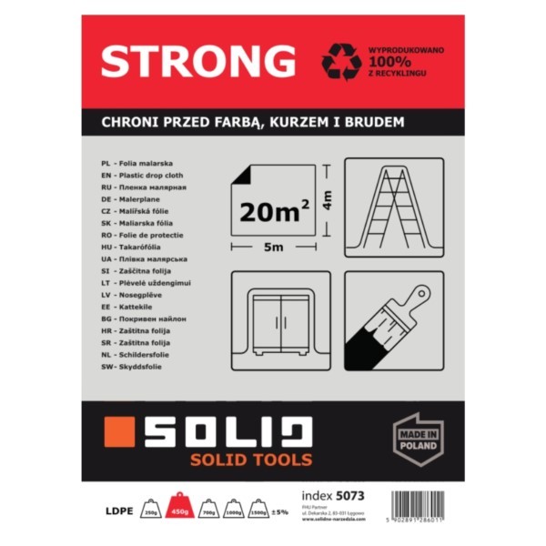Malerfolie 4m x 5m LDPE 22,5g/m² Strong Solid 5073
