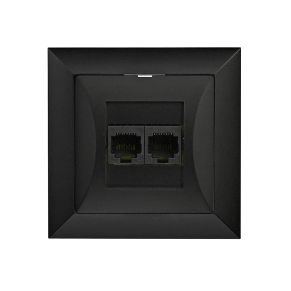 Netzwerkdose unterputz 2 x RJ45 Opal schwarz Timex GTP-22 Op CZ