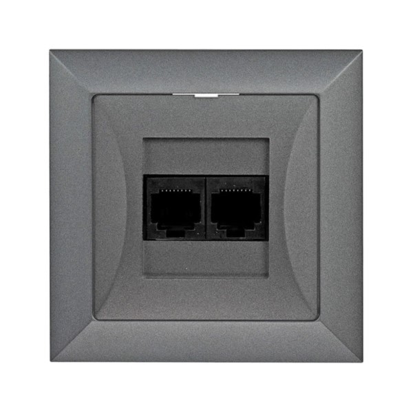 Netzwerkdose unterputz 2 x RJ45 Premium graphit Timex GTP-22 Pr CZ