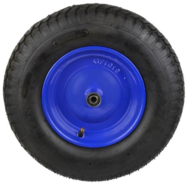 Schubkarrenrad 4.80/4.00-8 6-Leinen Geko G71019 Rad gepumpt blau mit Achse