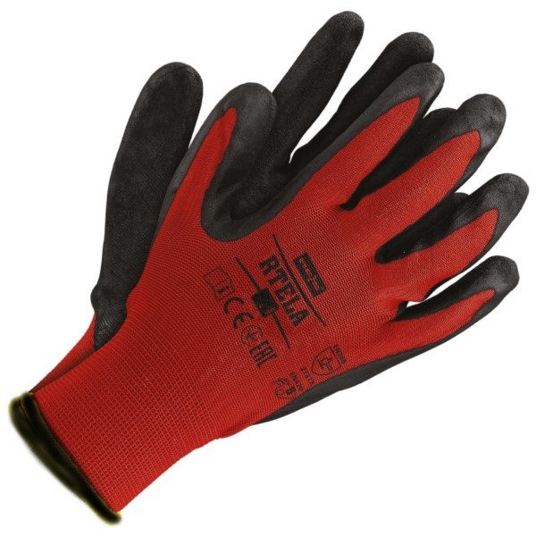 Schutzhandschuhe Latexbeschichtet Reis RTELACB Größe 11 rot-schwarz 12 Paare