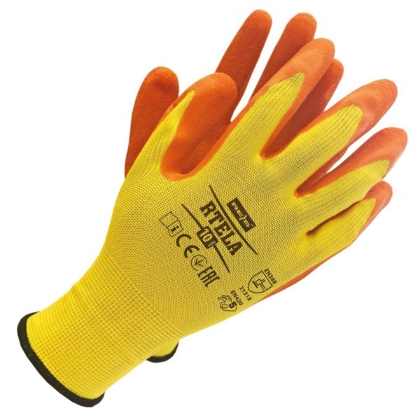 Schutzhandschuhe latexbeschichtet Reis RTELA YP Größe 11 gelb-orange Pack 12St.