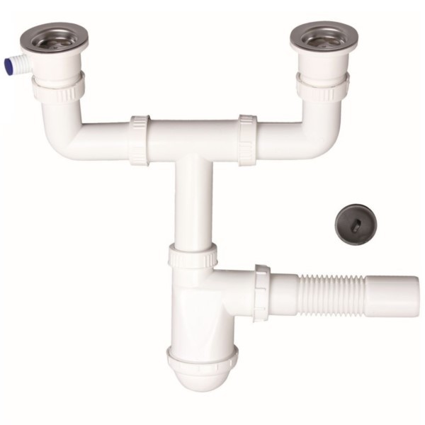 Siphon für Küchenspüle doppelt ⌀ 50mm Geschirrspüler Karlak SYF037