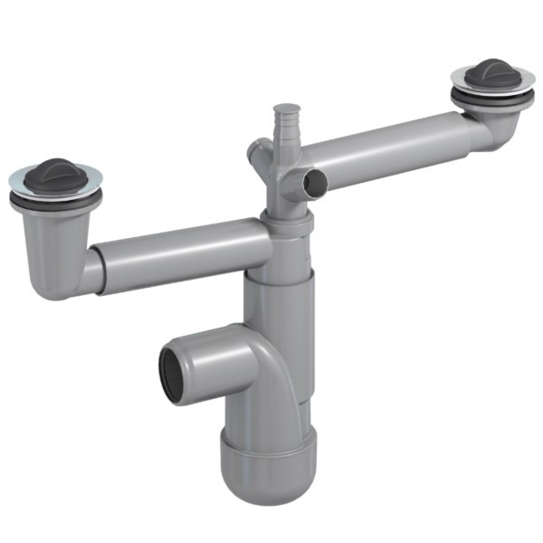 Siphon für Küchenspüle doppelt ⌀ 50mm Geschirrspüler Keller 718455