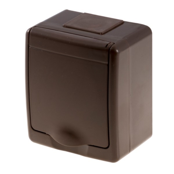 Steckdose Aufputz 1-Fach Beta Braun Klappe Typ E (CEE 7/5) IP44 Pawbol D.3210BRG/1