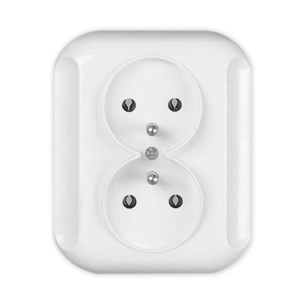 Steckdose aufputz 2-fach Turkus weiß Typ E (CEE 7/5) Timex Gnt-6T BI