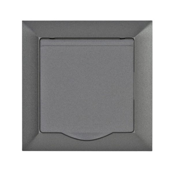 Steckdose unterputz 1-fach Premium graphit Klappe Timex GPt-16 PrH GR