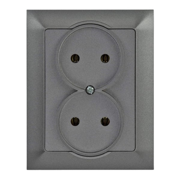 Steckdose unterputz 2-fach Premium graphit ohne Berührungsschutz Timex GPt-5 Pr GR