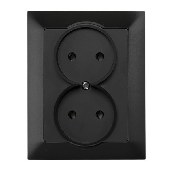 Steckdose unterputz 2-fach Premium schwarz ohne Berührungsschutz Timex GPt-5 Pr CZ