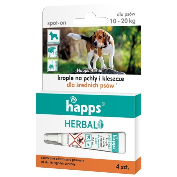 Tropfen gegen Flöhe und Zecken für Hunde 10-20kg Herbal happs 1613