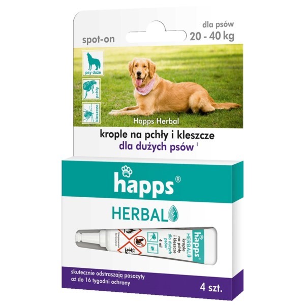 Tropfen gegen Flöhe und Zecken für Hunde 20-40kg Herbal happs 1614