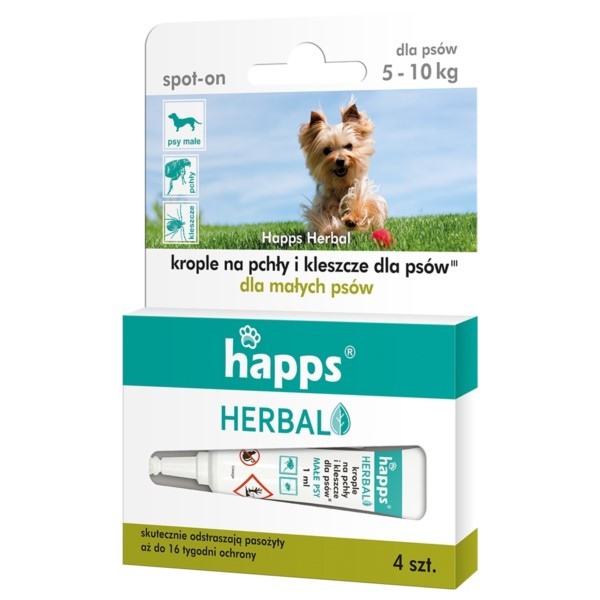 Tropfen gegen Flöhe und Zecken für Hunde 5-10kg Herbal happs 1612
