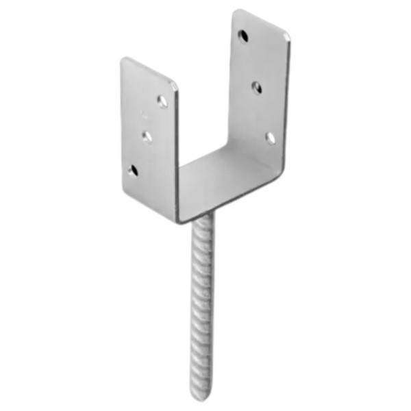 Stützenschuh U-Form 100x60mm zum Einbetonieren 20cm mit Riffeldolle ⌀18mm PS 100U DMX 4805 101x120x60x4,0