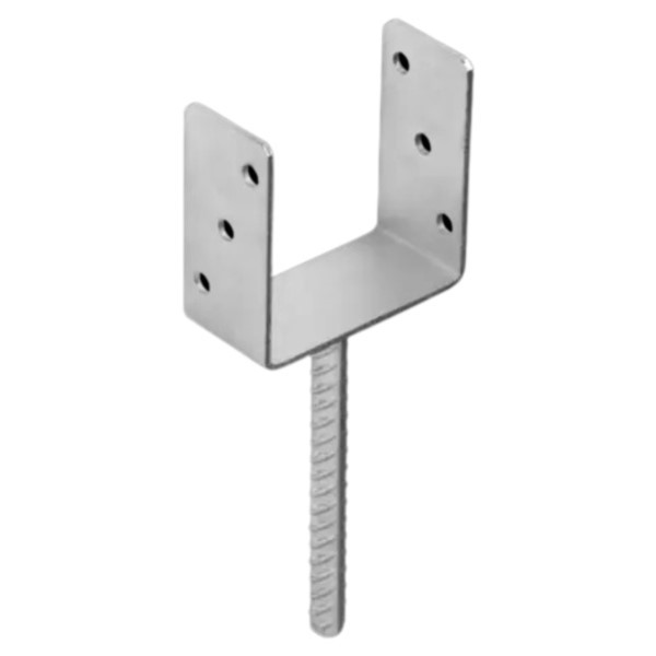 Stützenschuh U-Form 120x60mm zum Einbetonieren 20cm mit Riffeldolle ⌀18mm PS 120U DMX 4806 121x120x60x4,0