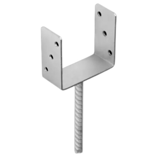 Stützenschuh U-Form 140x60mm zum Einbetonieren 20cm mit Riffeldolle ⌀18mm PS 140U DMX 4808 141x120x60x4,0