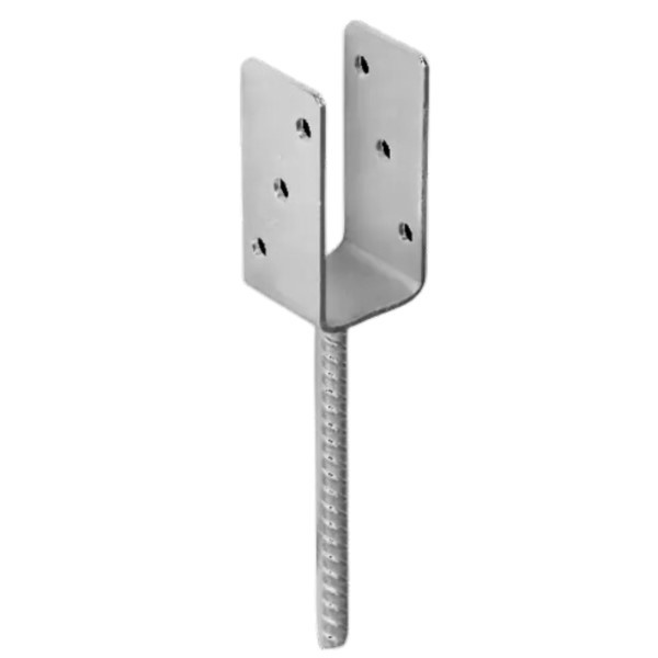 Stützenschuh U-Form 80x60mm zum Einbetonieren 20cm mit Riffeldolle ⌀18mm PS 80U DMX 4803 81x120x60x4,0
