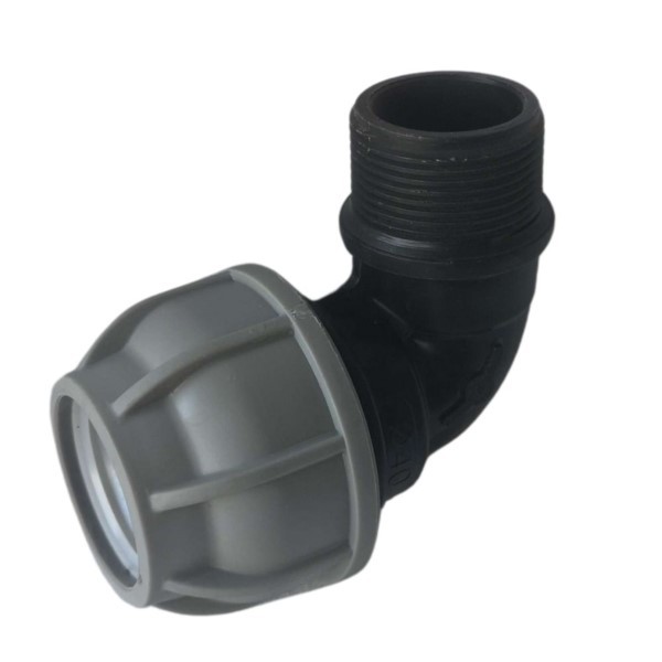 90°-Winkel für PE-Rohre 40mm 5/4" AG Bradas DSRA10K40M54