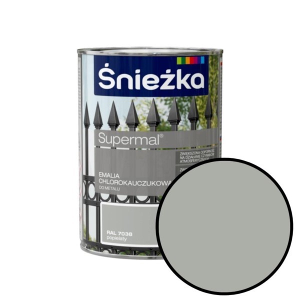 Chlorkautschuk-Emaille 0,9L Aschgrau RAL 8038 für Metall Śnieżka Supermal