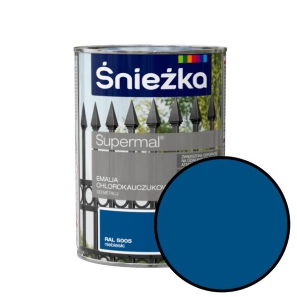 Chlorkautschuk-Emaille 0,9L Blau RAL 5005 für Metall Śnieżka Supermal